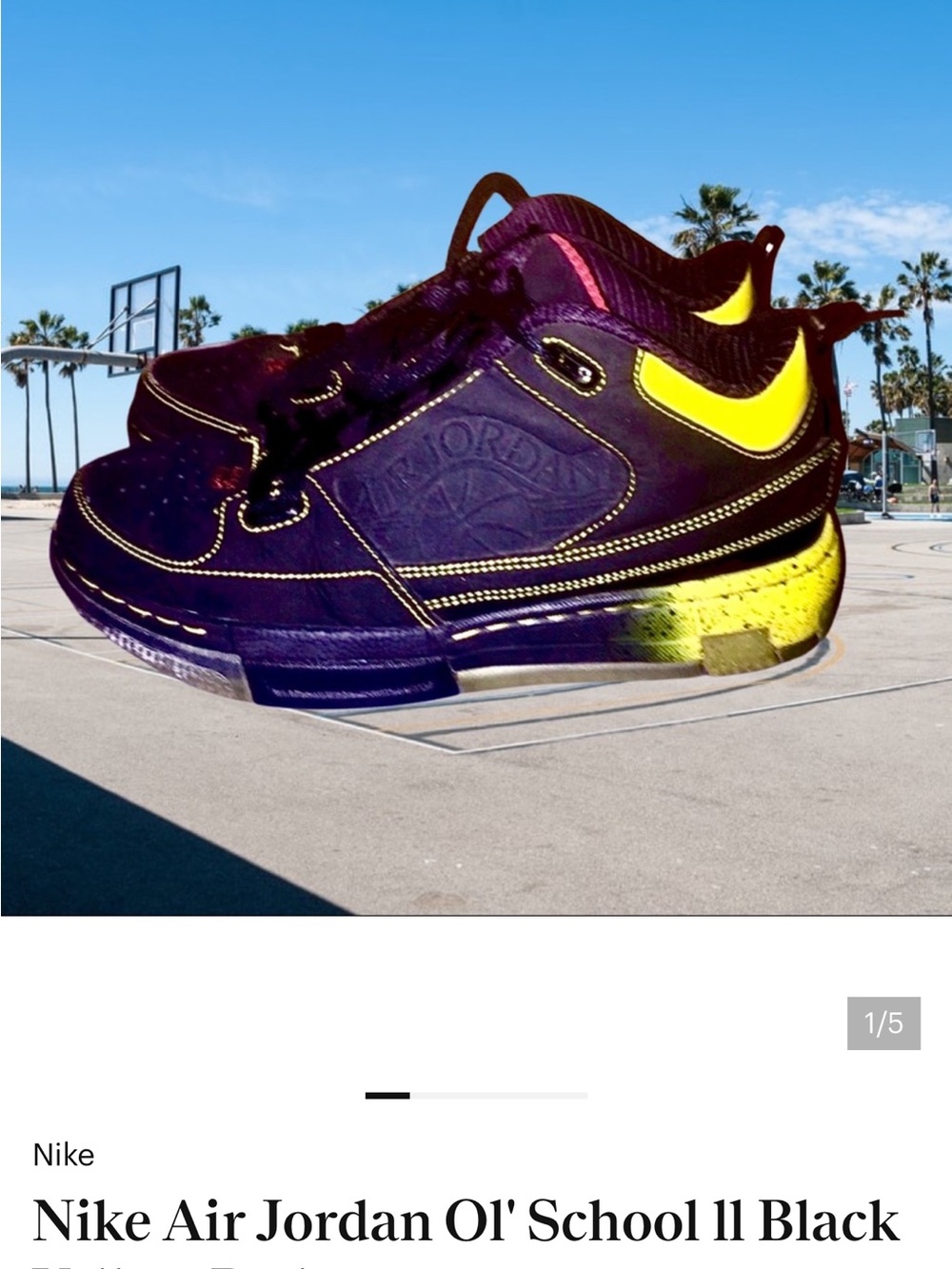 Nike Kids Air Jordan Ol' School II Sneakers - Black & Yellow Youth Size 6